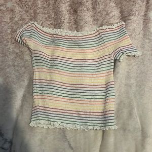 Rainbow striped crop top